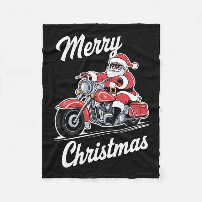 Couverture Polaire Joyeux Noël Père Noël équitation Moto Moto Love (Devant)