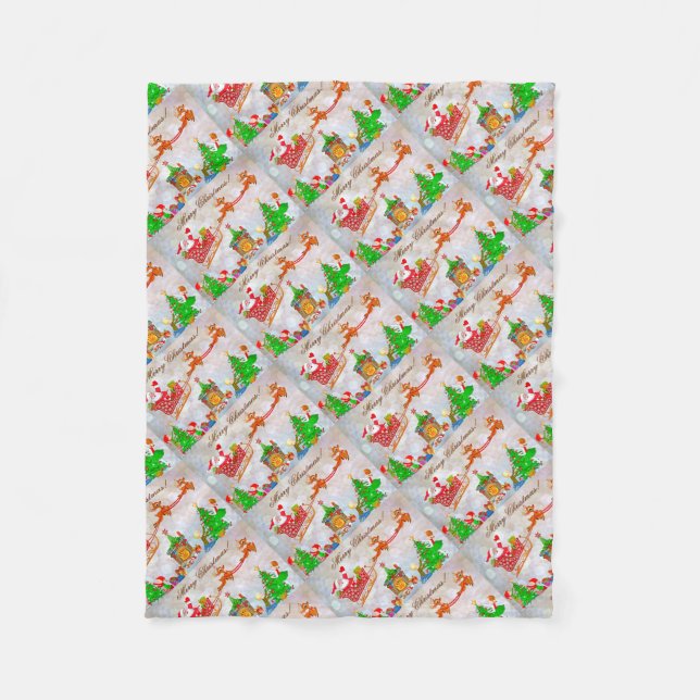 Couverture Polaire Joyeux Noël Père Noël livre des cadeaux (Devant)