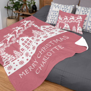 Couverture Polaire Joyeux Noël Père Noël Winter Snowflakes Nom