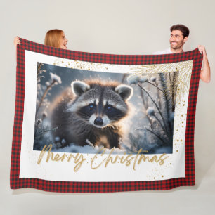 Couverture Polaire Joyeux Noël Raccoon