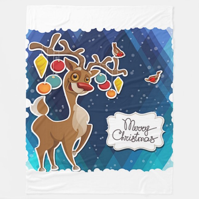 Couverture Polaire Joyeux Noël Renne qui danse (Devant)