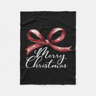 Couverture Polaire Joyeux Noël Rouge Coquette Bow Joyeux Et Lumineux