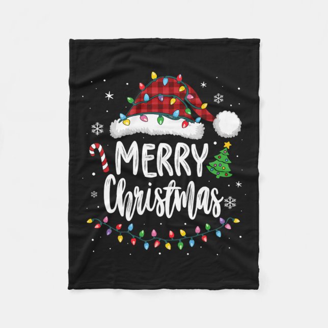 Couverture Polaire Joyeux Noël Rouge Plaid Feux de famille Xmas Men W (Devant)