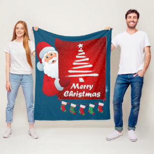 Couverture Polaire Joyeux Noël Santa Claus Arbre Stokings X mas