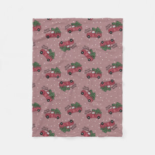 Couverture Polaire Joyeux Noël Vintage Camion rouge