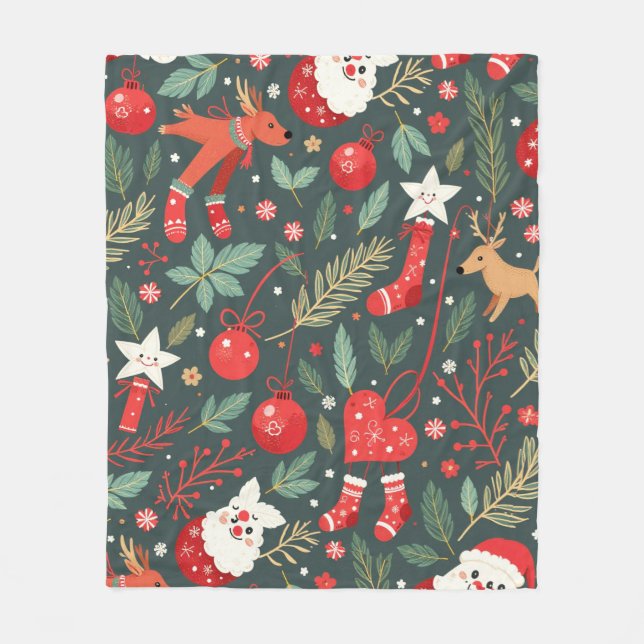 Couverture Polaire Joyeux Noël Whimsy (Devant)