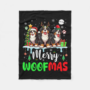 Couverture Polaire Joyeux Noël Woit Trois Père Noël Reindeer Bernese