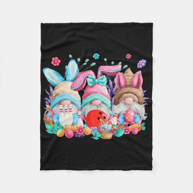Couverture Polaire Joyeux OEufs de Pâques Bunny Gnomes Bowling Lover  (Devant)