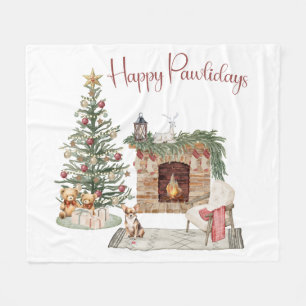 Couverture Polaire Joyeux Pawlidays Design de Chien - Chihuahua