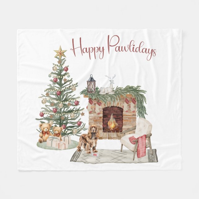 Couverture Polaire Joyeux Pawlidays Design de Chien - Cocker Spaniel (Devant (Horizontal))