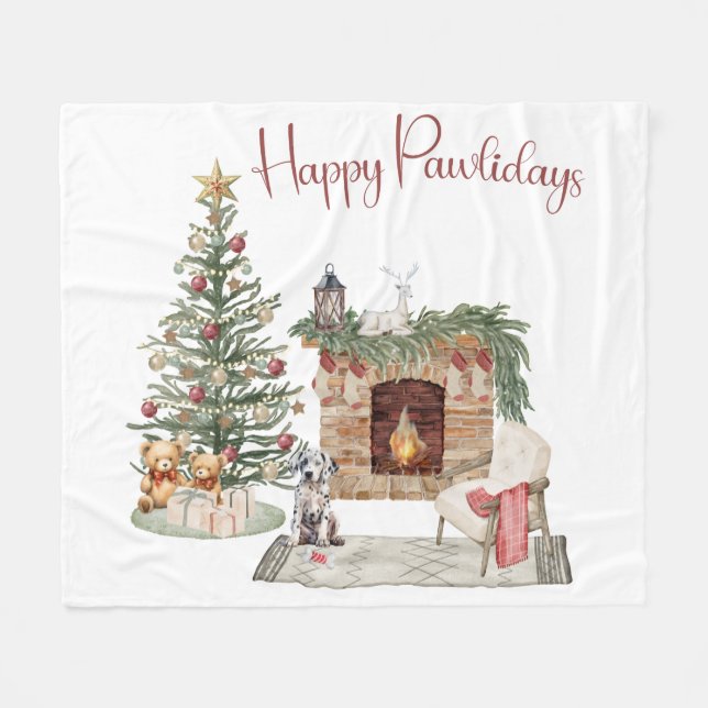 Couverture Polaire Joyeux Pawlidays Design de Chien - Dalmatien (Devant (Horizontal))