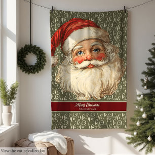 Couverture Polaire Joyeux Père Noël Vintage Throw pour Noël classique