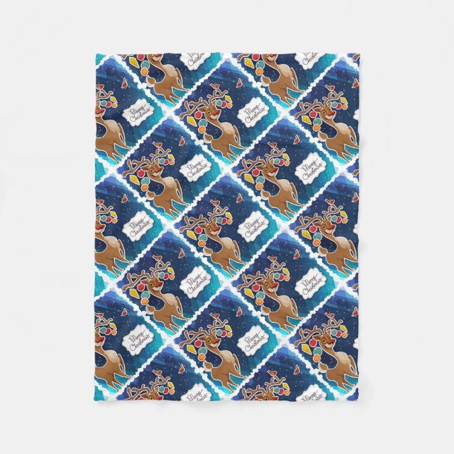 Couverture Polaire Joyeux rennes de Noël (Devant)