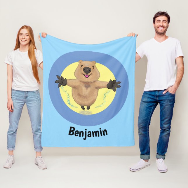 Couverture Polaire Joyeux sauter quokka dessin animé (En situation)