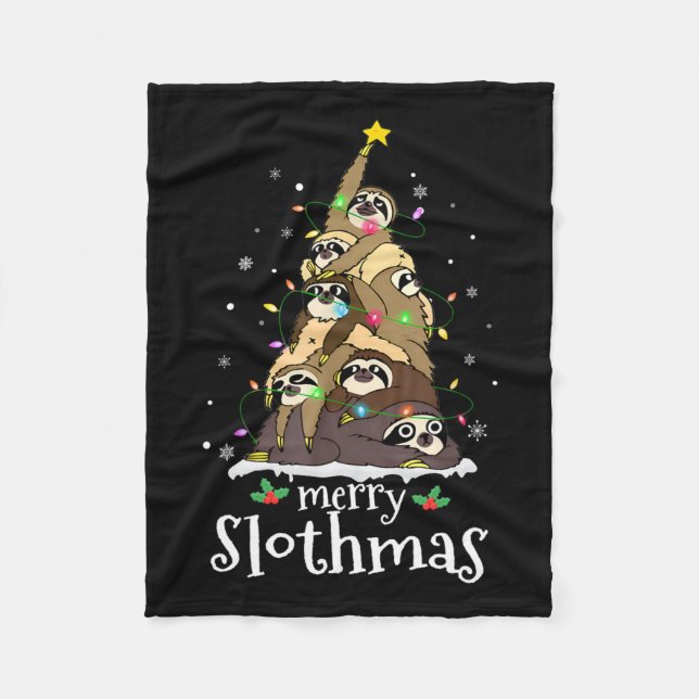Couverture Polaire Joyeux Slothmas joli Noël Sloth Santa Hat Noël (Devant)