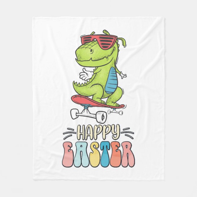 Couverture Polaire Joyeux T Rex Dinosaur Lapin de Pâques oeufs de lap (Devant)