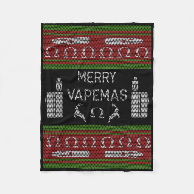 Couverture Polaire Joyeux Vapemas - Vapeur Vaping laide de Noël (Devant)