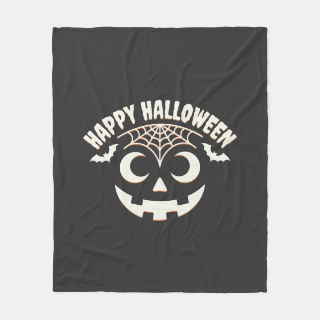 Couverture Polaire Joyeux visage de citrouille de Halloween Design_1 (Devant)