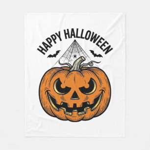 Couverture Polaire Joyeux visage de citrouille d'Halloween Création v