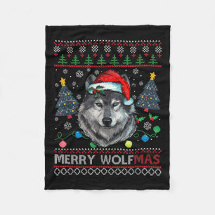 Couverture Polaire Joyeux Wolfmas Joyeux Noël Loup Sweat Ugly Fu