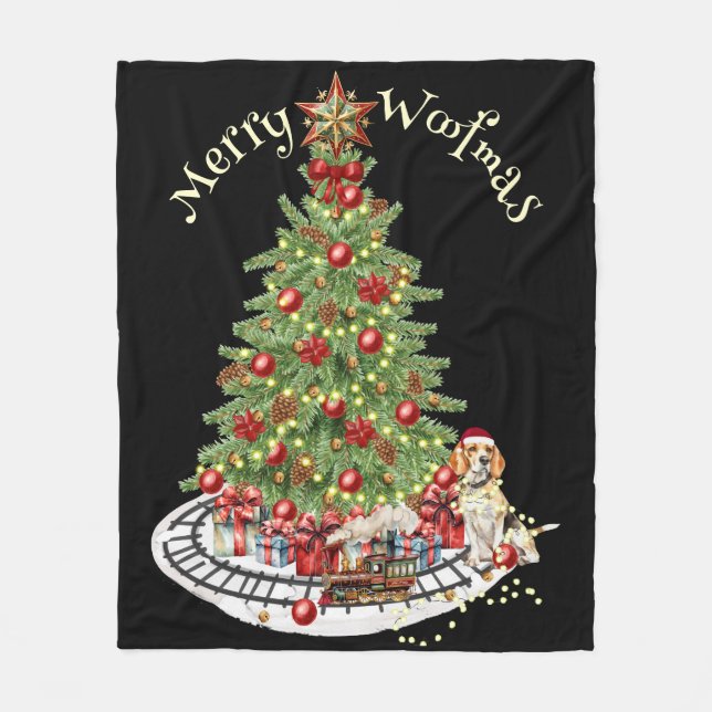Couverture Polaire Joyeux Woofmas Design de Chien - Beagle (Devant)