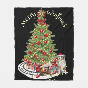 Couverture Polaire Joyeux Woofmas Design pour Chien - Berger Australi