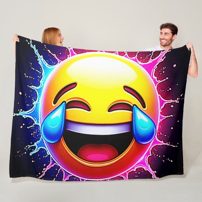 Couverture Polaire Joyful Splash : Émotion riant Art Emoji (En situation)