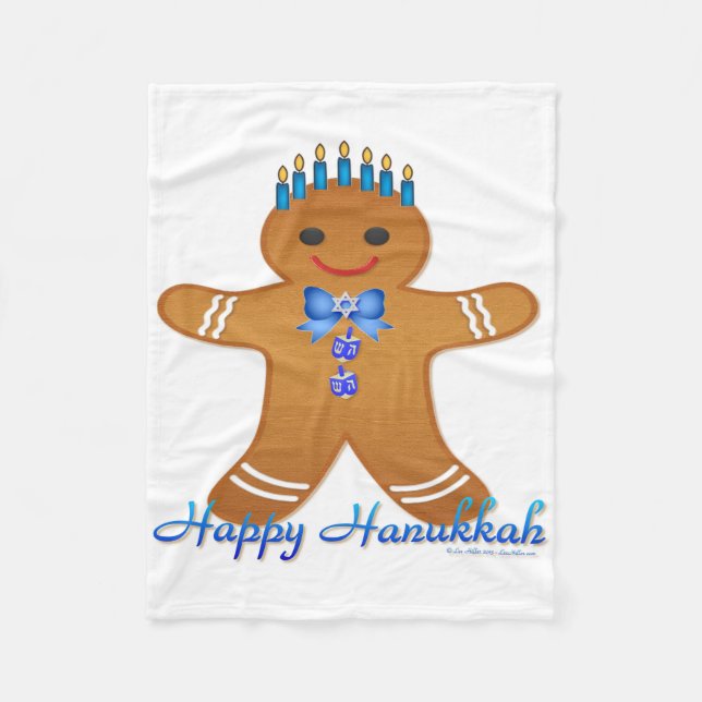 Couverture Polaire Judaïque Hanoukka Gingerbread Homme Menorah (Devant)