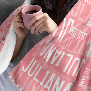 Couverture Polaire Juliana nom personnalisé typographie moderne blush
