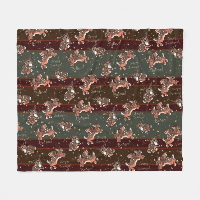 Couverture Polaire Jumping Jackalope Noël (Devant (Horizontal))