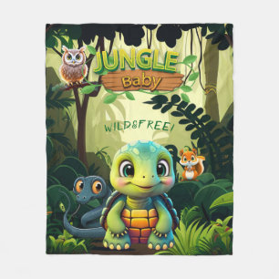 Couverture Polaire Jungle Baby Tortoise, Wild & Free Turtle Animal 🐢
