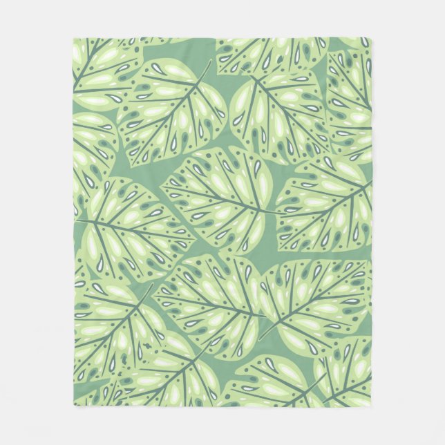 Couverture Polaire jungle botanique sans couture motif en vert pastel (Devant)