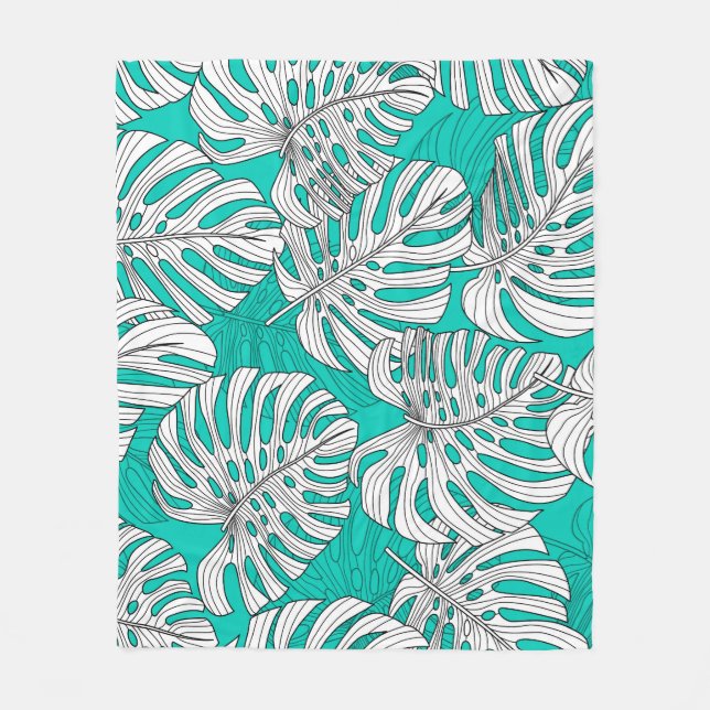 Couverture Polaire Jungle Feuille Tropical Floral sans fil (Devant)