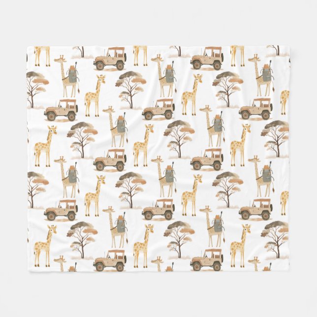 Couverture Polaire Jungle Safari avec Giraffes Nursery Motif Enfants (Devant (Horizontal))