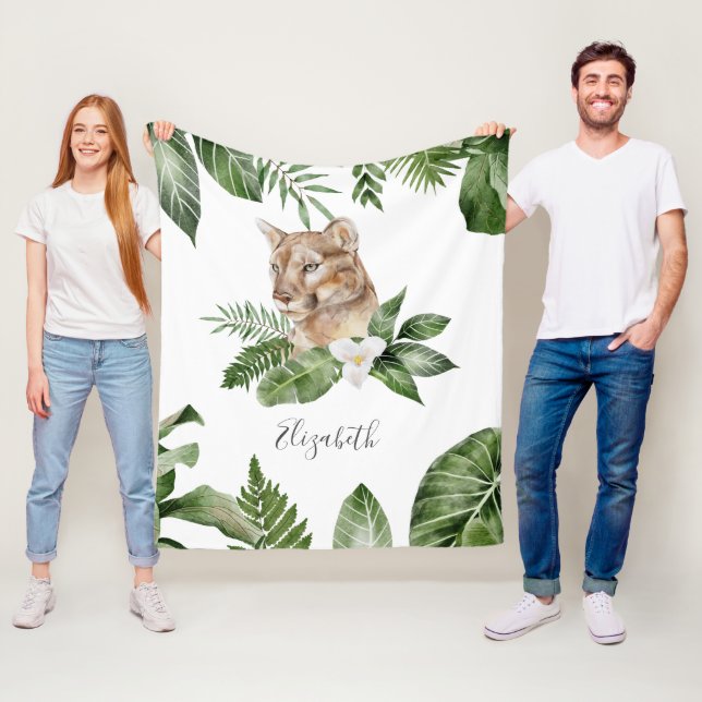 Couverture Polaire Jungle Safari Cute Lioness Nom personnalisé (En situation)
