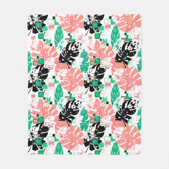 Couverture Polaire jungle tropicale sans charme abstrait PA feuille m (Devant)