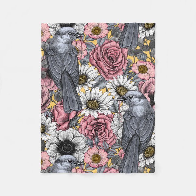 Couverture Polaire Jus gris et fleurs (Devant)