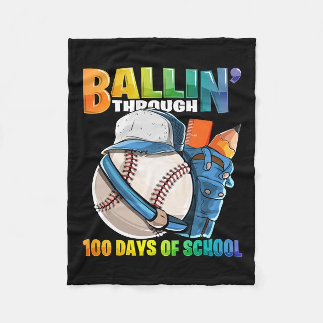 Couverture Polaire Jusqu'À 100 Jours De Baseball École Maternelle B (Devant)
