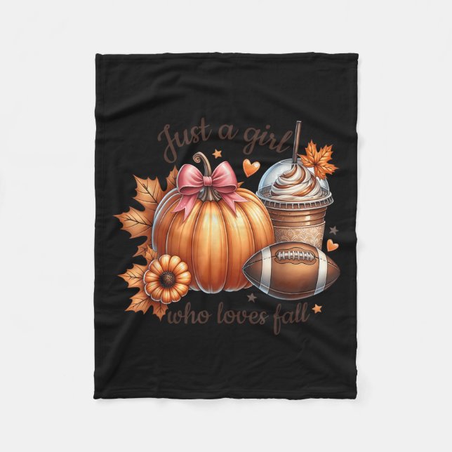Couverture Polaire Just A Girl Who Loves Fall Pumpkin Football Cozy A (Devant)