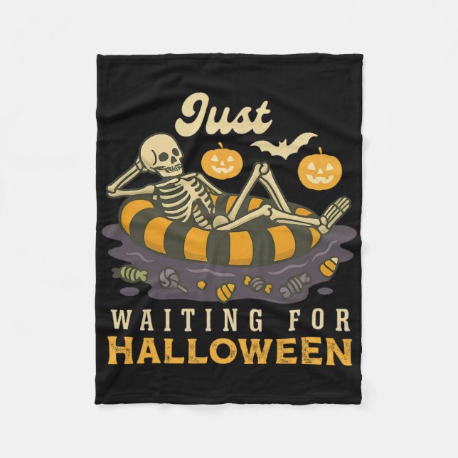 Couverture Polaire Juste En Attente D'Halloween Squelette Éffrayant T (Devant)