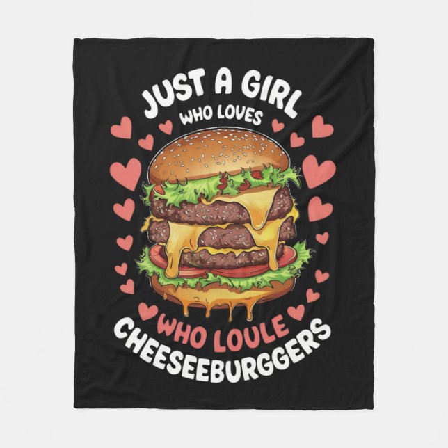 COUVERTURE POLAIRE JUSTE UNE FILLE, QUI AIME LES CHESEBURGERS DOUBLES (Devant)