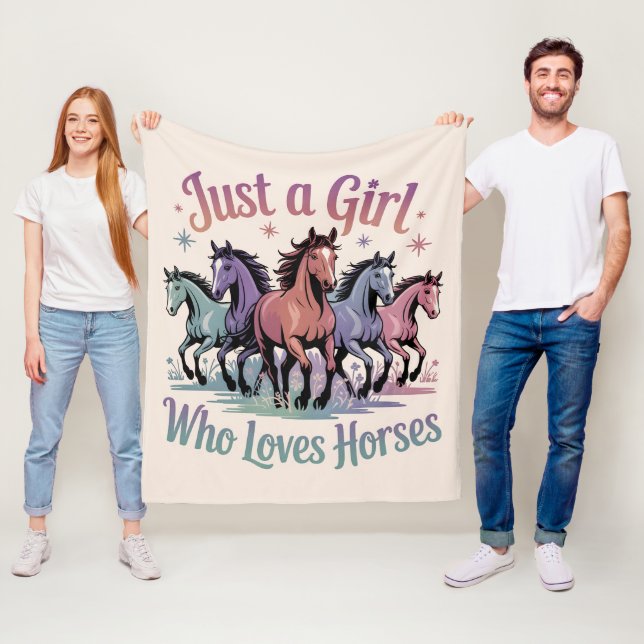 Couverture Polaire Juste une fille qui aime les chevaux (En situation)