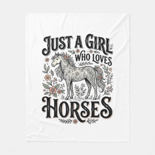 Couverture Polaire Juste une fille qui aime les chevaux dessin floral