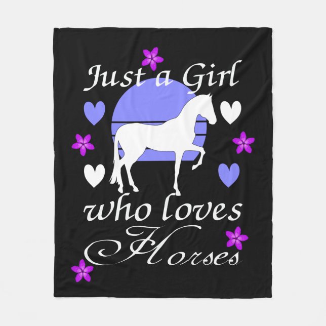 Couverture Polaire Juste une fille qui aime les chevaux en violet (Devant)