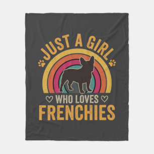 Couverture Polaire Juste une fille qui aime les Frenchies Rétro Chien
