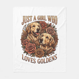Couverture Polaire Juste une fille qui aime les roses de chien Golden
