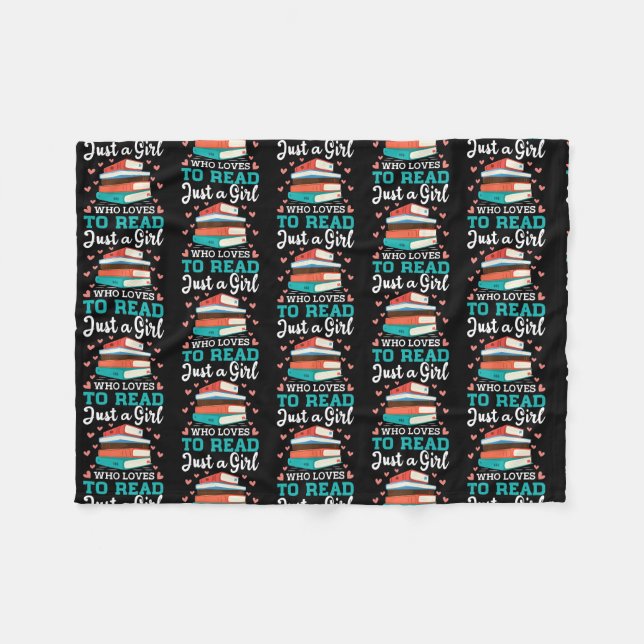 Couverture Polaire Juste Une Fille Qui Aime Lire Mignonne Livre Worm  (Devant (Horizontal))
