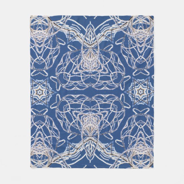 Couverture Polaire Kaleidoscope Bleu clair, Blanc, Étoile simple (Devant)