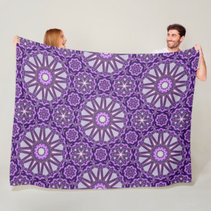 Couverture Polaire Kaleidoscope bleu violet Pinwheel Mandala Motif