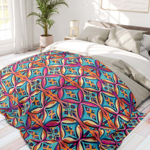 Couverture Polaire Kaleidoscope Géométrique Coloré Bohème